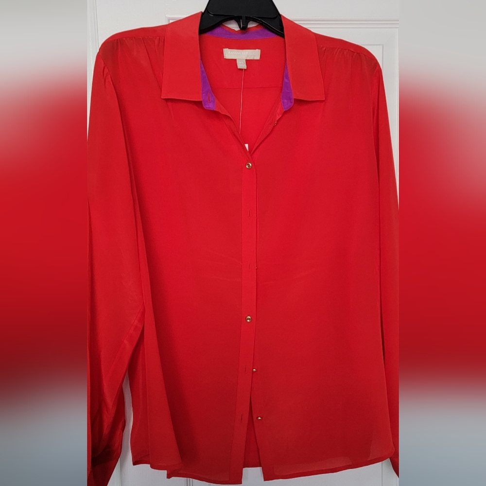 NWT - XL Banana Republic Coral Silk Blouse - Women's